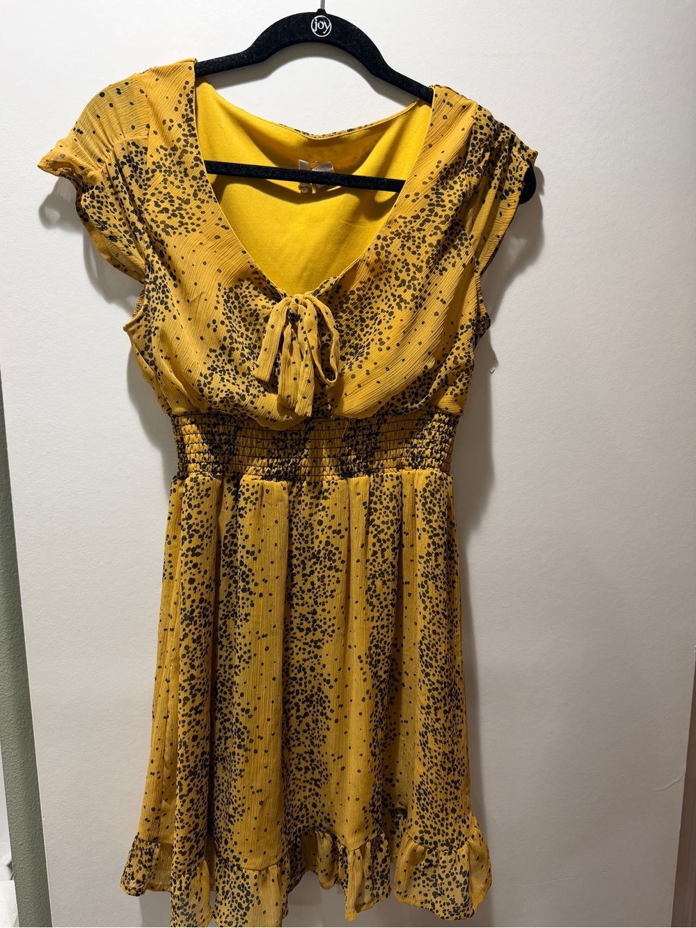 Red Camel Mustard Polka Dot Above the Knee Mini Dress